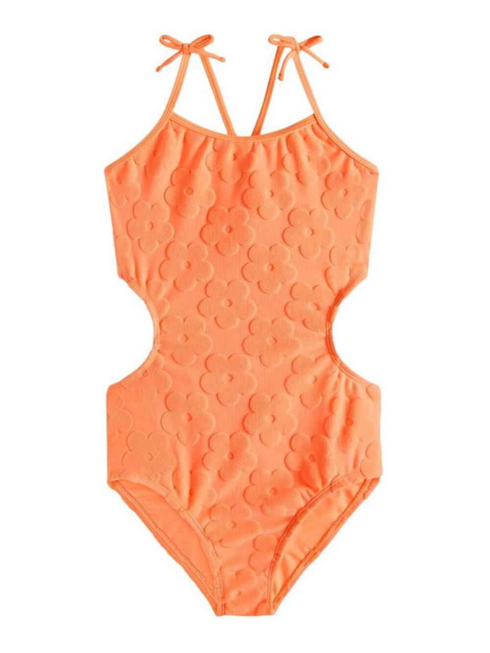 NWT Breaking Waves Terry Texture Cut-Out One-Piece Swimsuit MBW970307 Orange 14